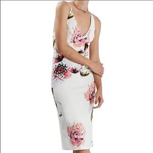 TopShop White & Floral MIDI Dress size 8